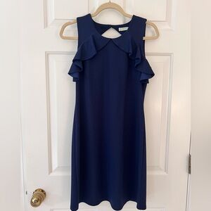 Jade By Melody Tam Navy Ruffled Sleeveless Mini Dress